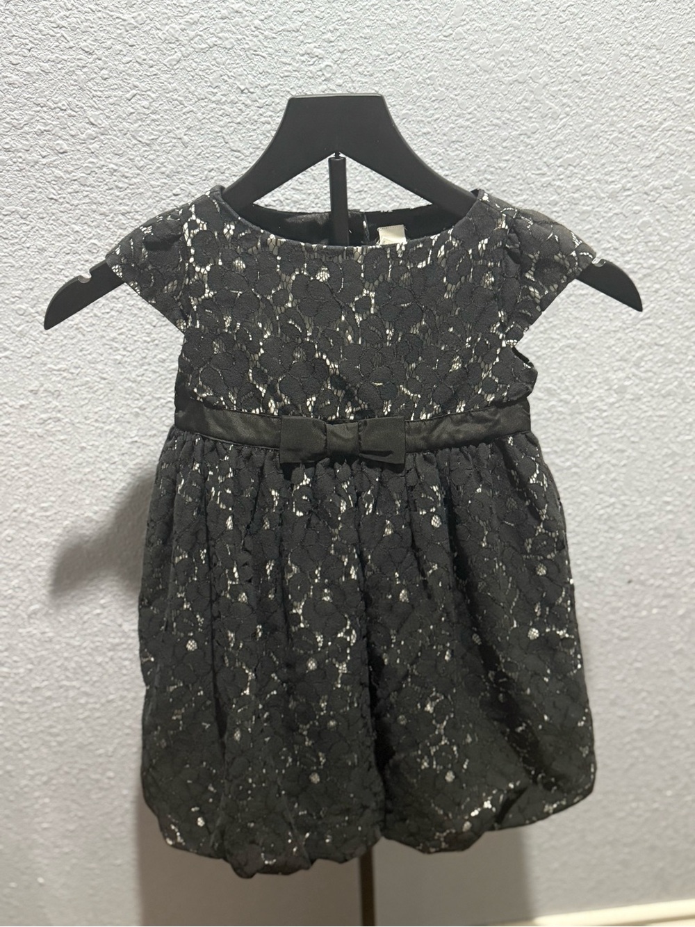 GAP Black Lace Overlay Dress with Satin Waist Bow